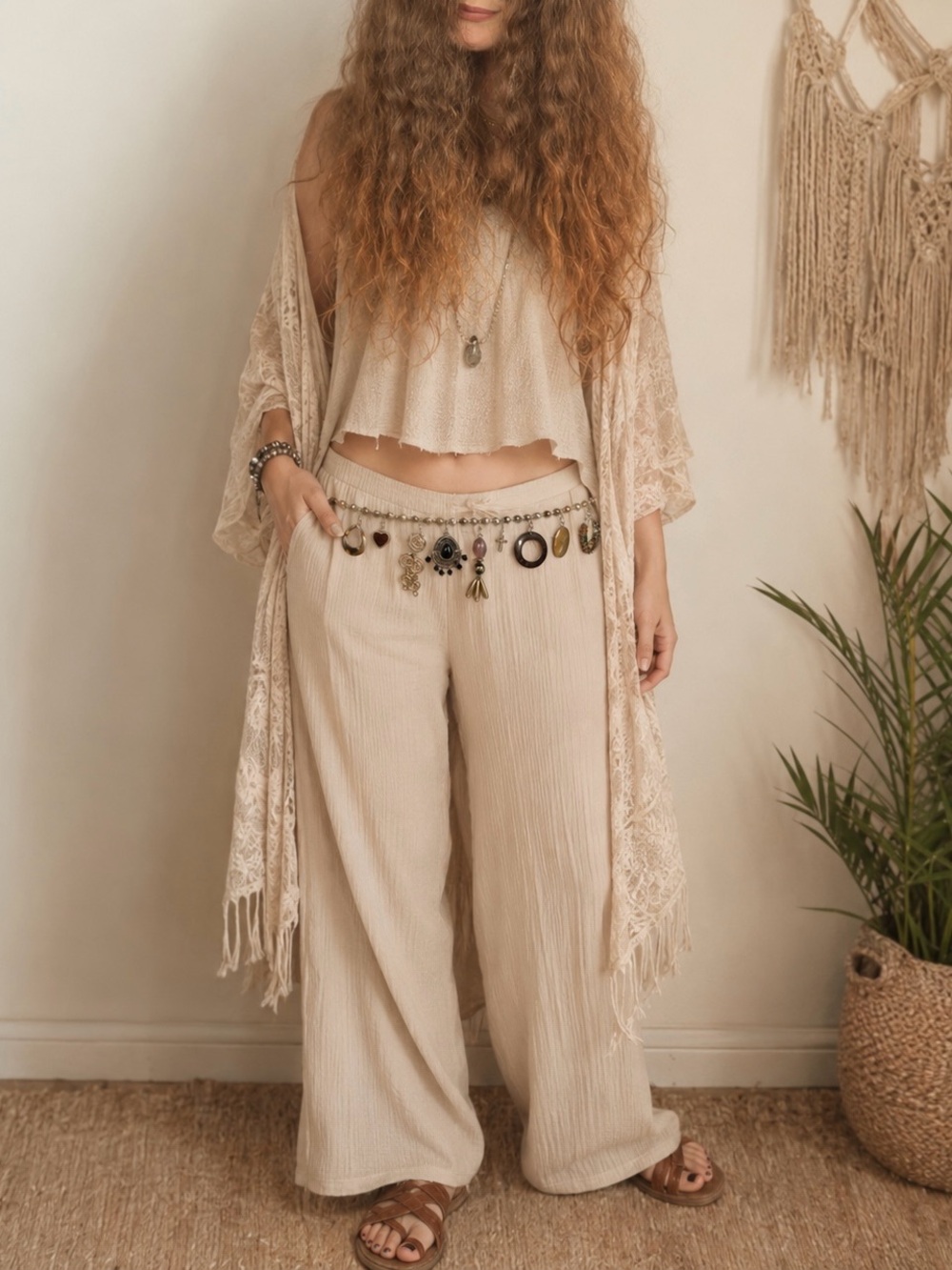 #218.Handmade Upcycled Boho Belt Chain with Detachable Pendants -One of a Kind ✨